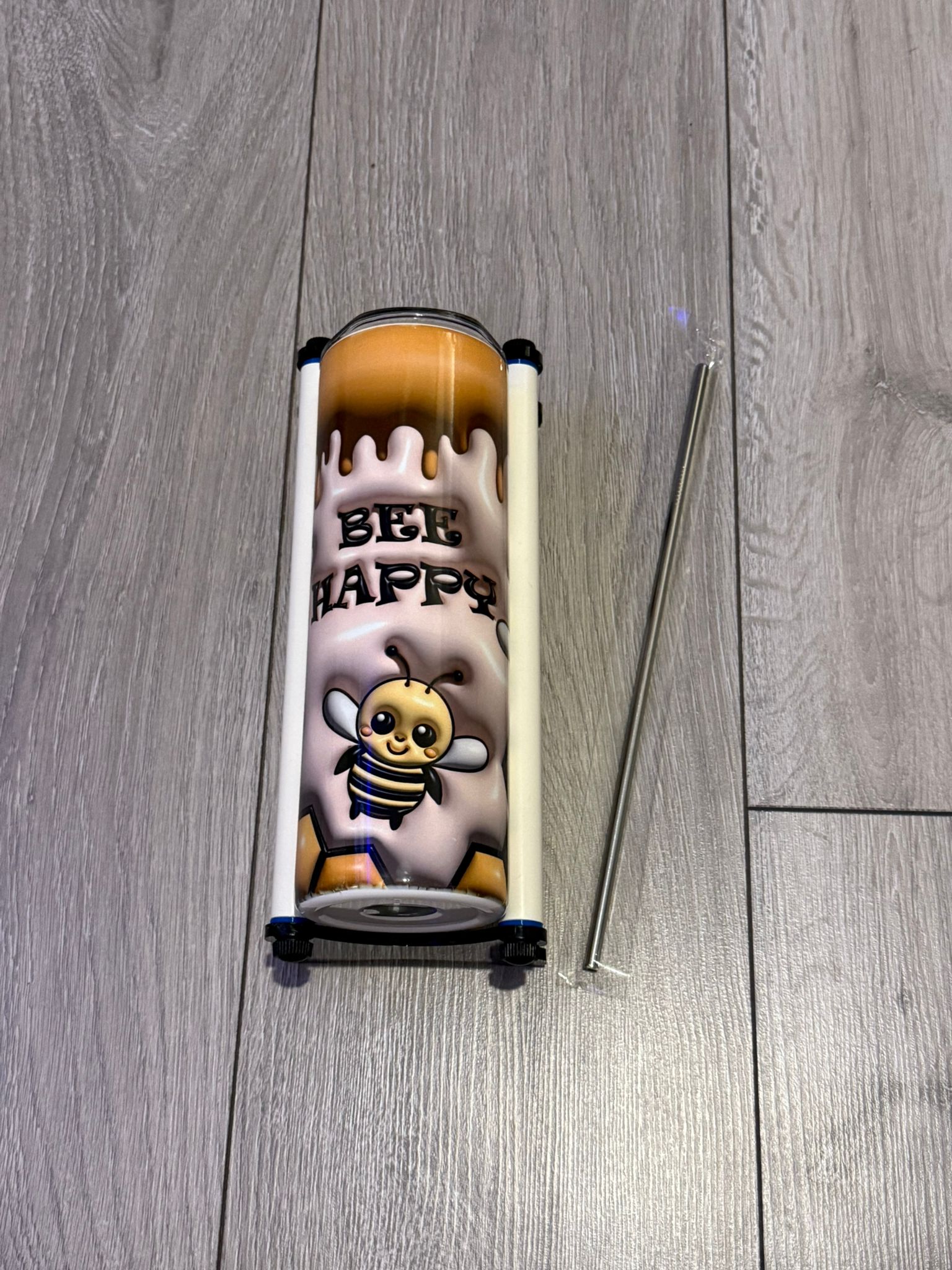 20oz Sublimation Tumbler with Bee Happy Wrap