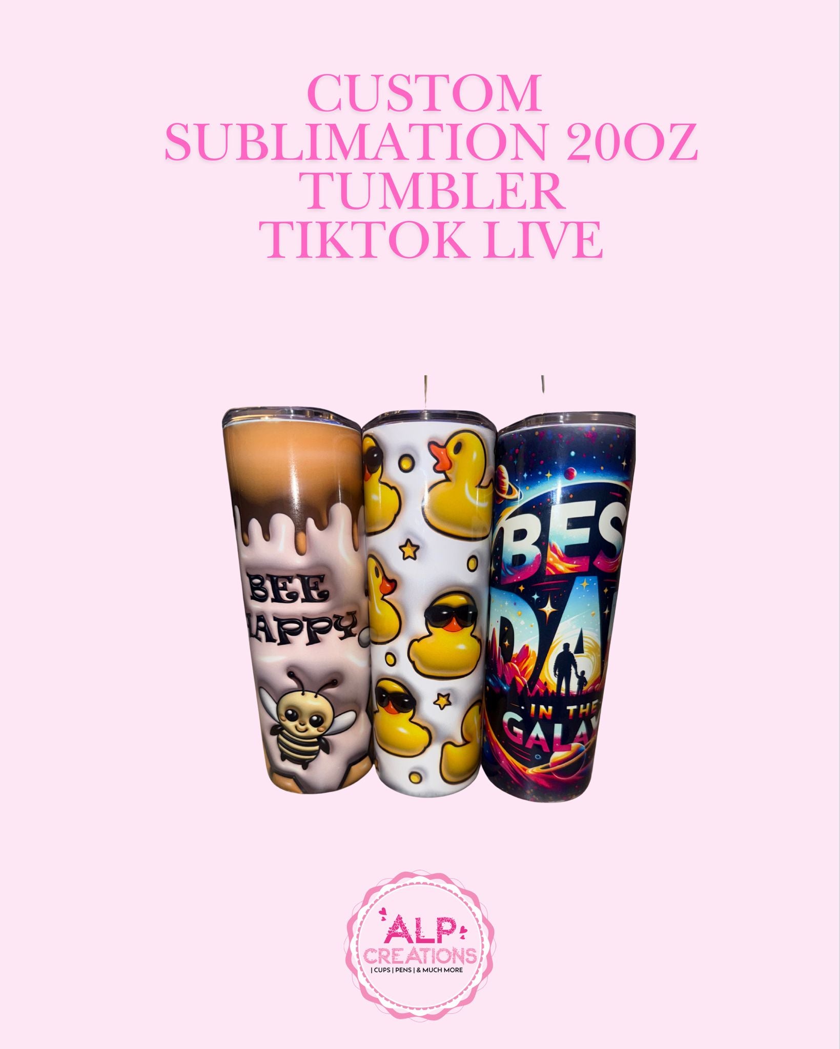Custom Sublimation 20oz Tumblers Tik Tok Live