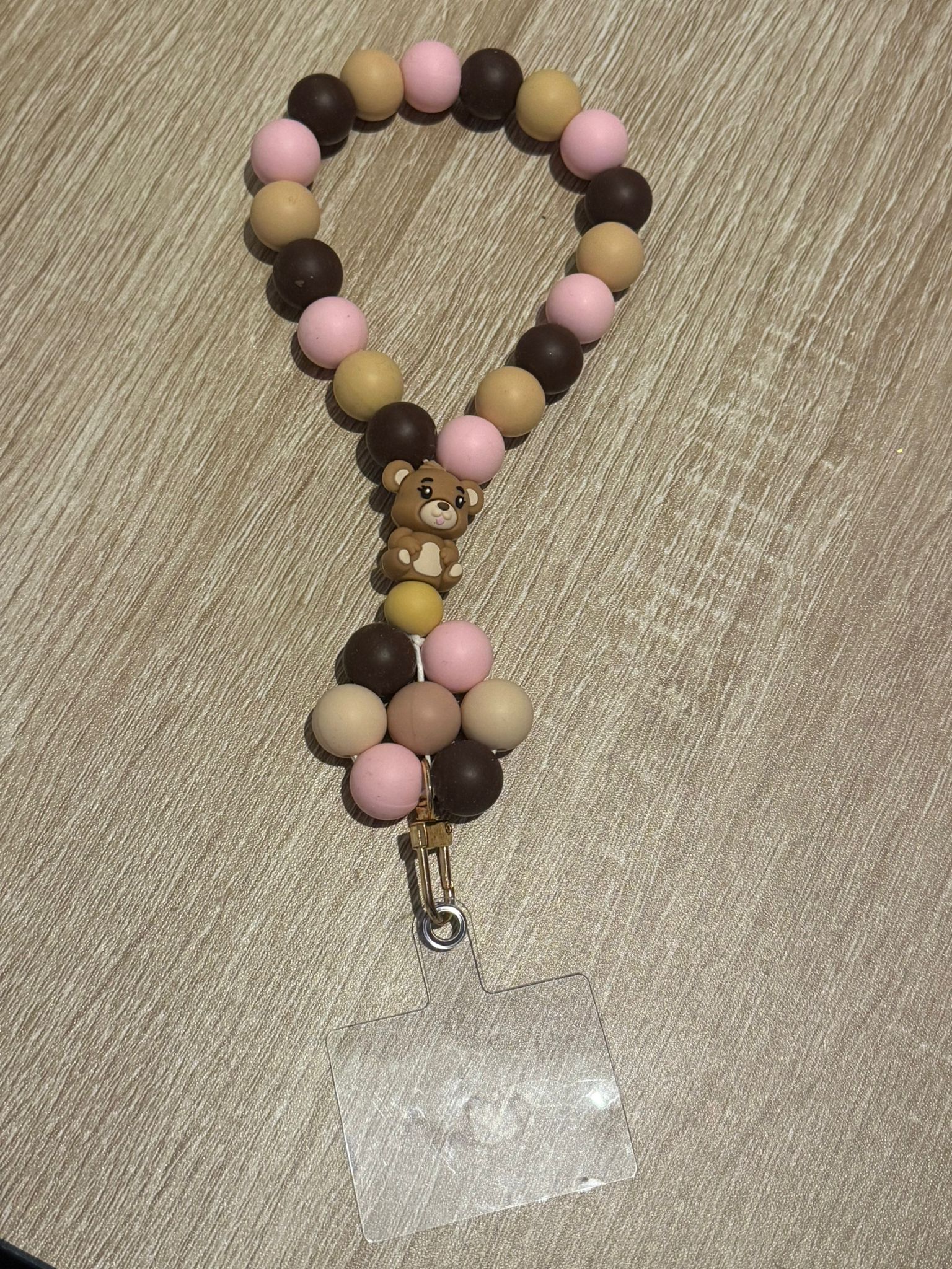 Beaded Flower Teddy Phone Wristlet