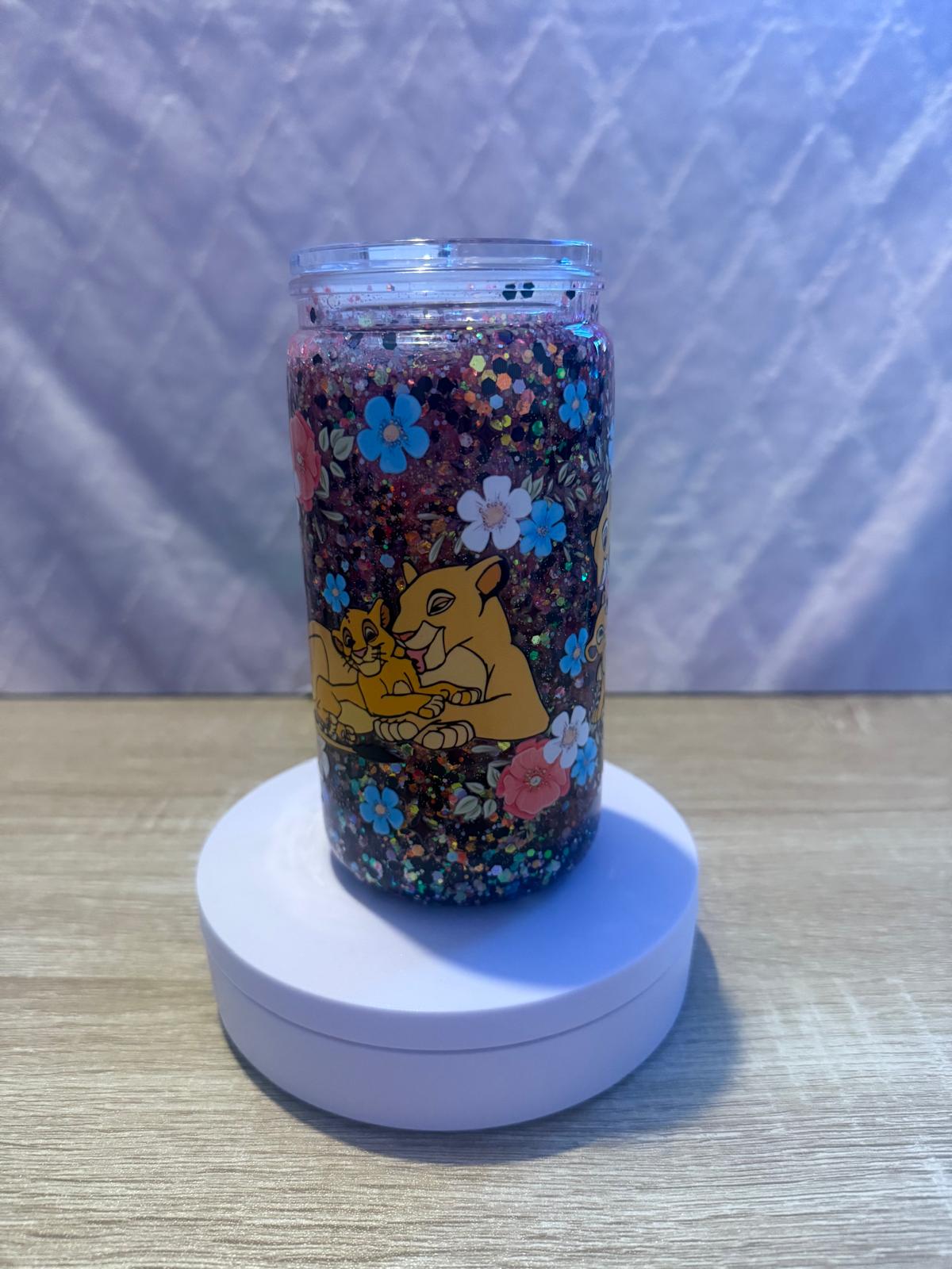 16oz Multicoloured Glittered “Lion King” Snow Globe Cup