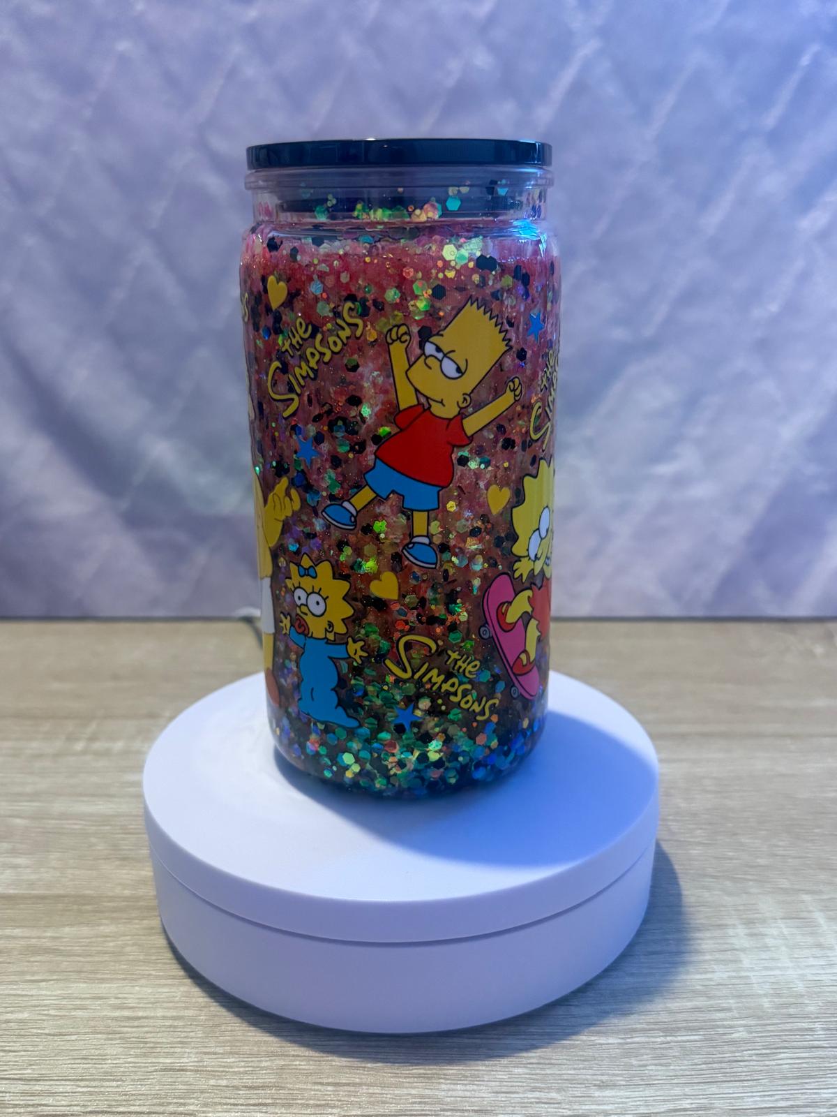 16oz Orange & Black Glittered “Simpsons" Snow Globe Cup
