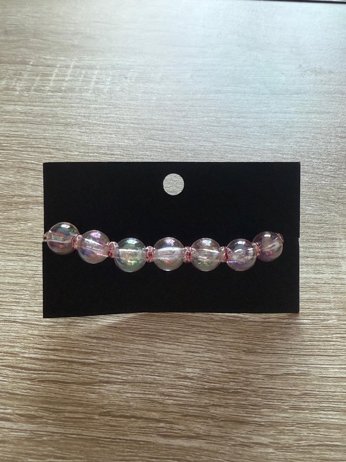 Pink Pearlescent Beaded Bracelet (Extra Large - 18cm)