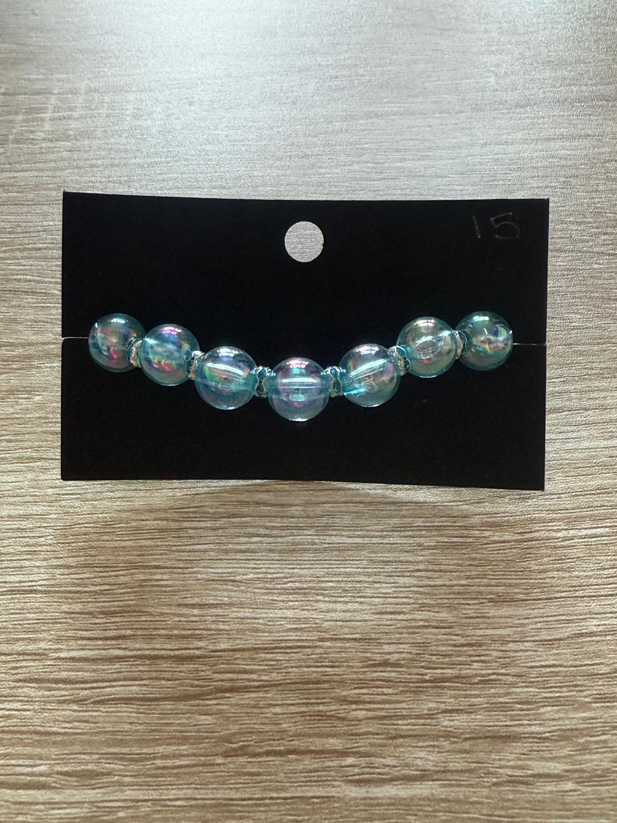 Blue Pearlescent Small Beaded Bracelet (Small - 15cm)