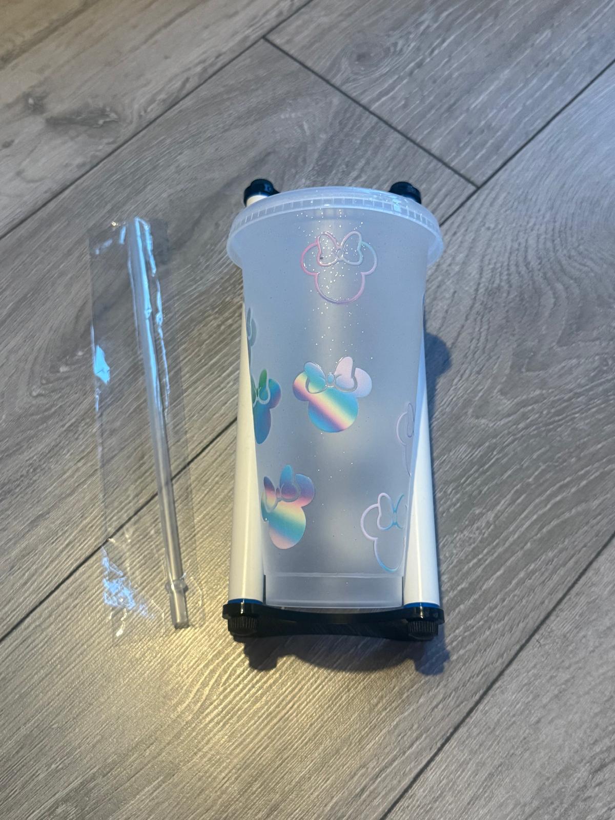 24oz Clear Glitter “Holographic Minnie Heads” Cold Cup