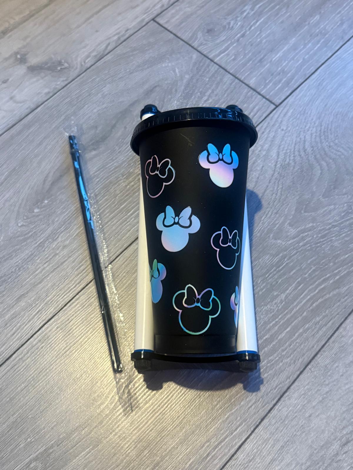 24oz Black “Holographic Minnie Heads” Cold Cup