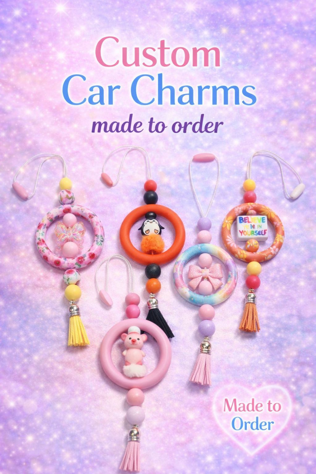 Custom Beaded Car Charms – Made to Order