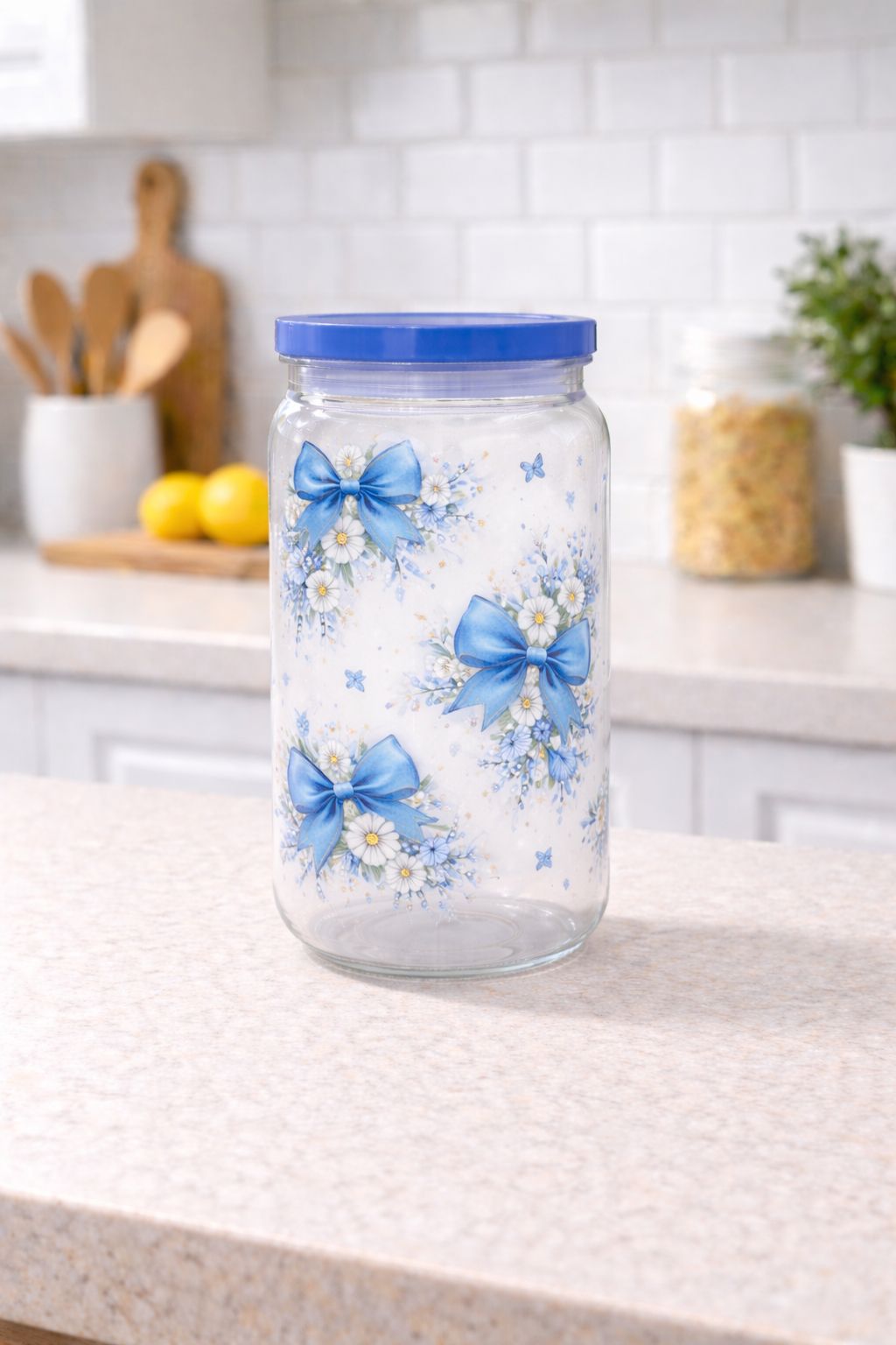 16oz “Blue Bows” Plastic Libbey Cup