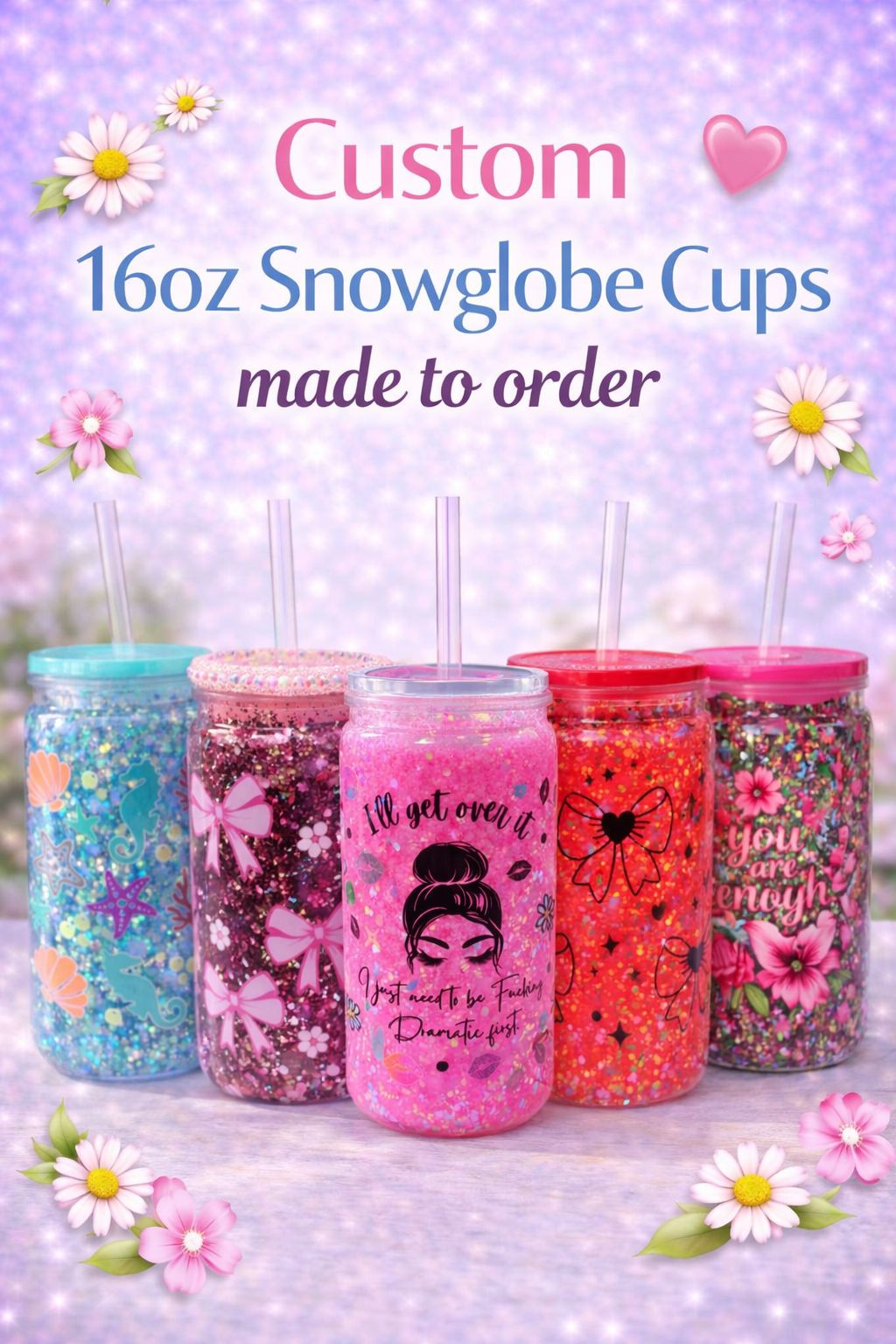 16oz Custom Snow Globe Cup – Made to Order