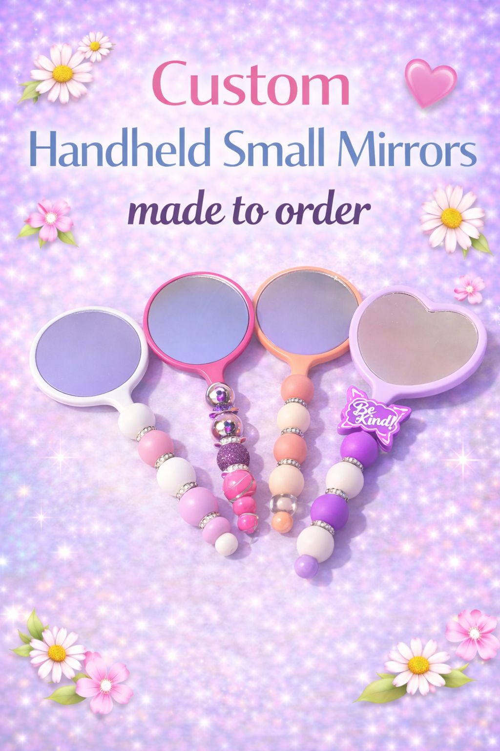 Custom Beaded Handheld Mirror – Made to Order