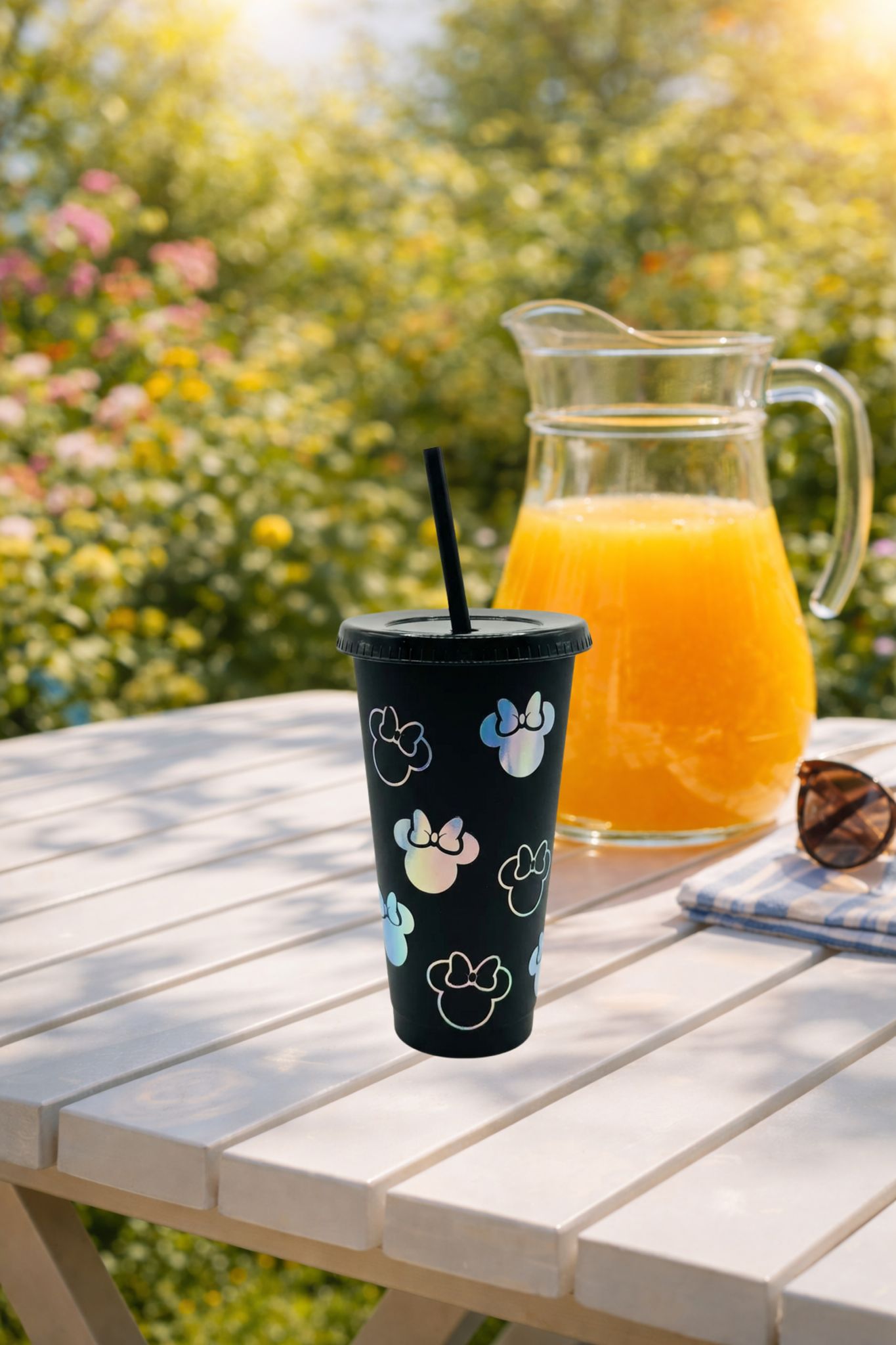 24oz Black “Holographic Minnie Heads” Cold Cup