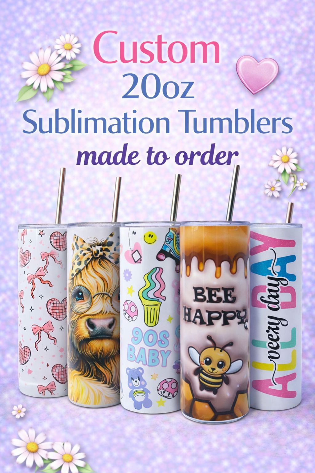 Custom Sublimation 20oz Tumblers – Made to Order