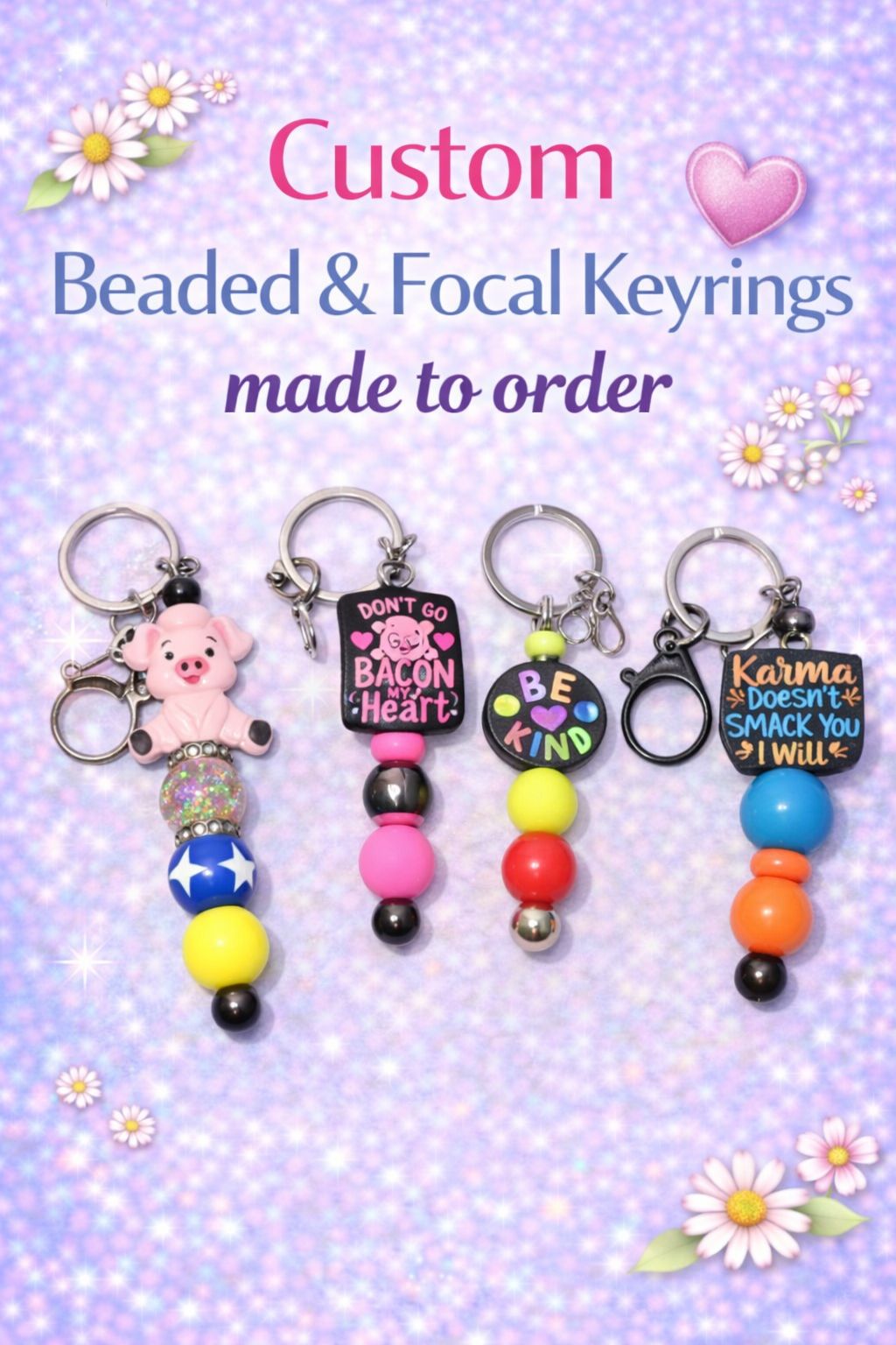 Custom Beaded & Focal Keyrings – Made to Order