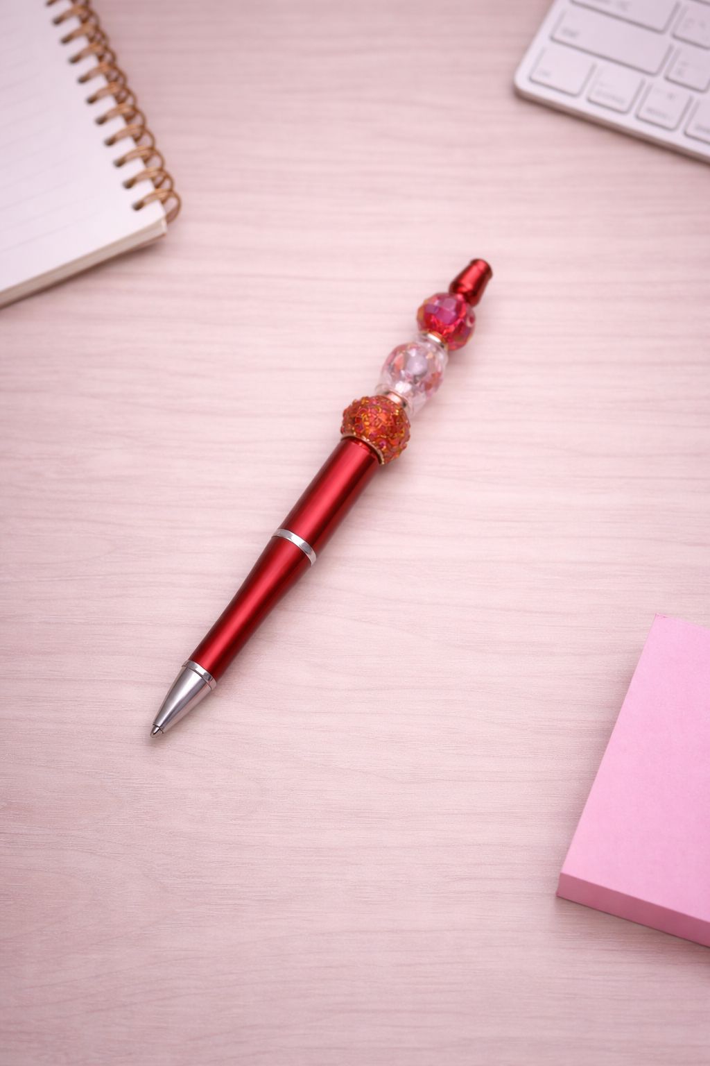 Red “Trio Bead” Beaded Pen