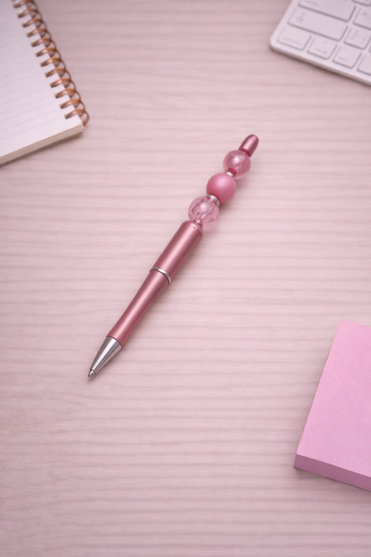 Pink “Trio Bead” Beaded Pen