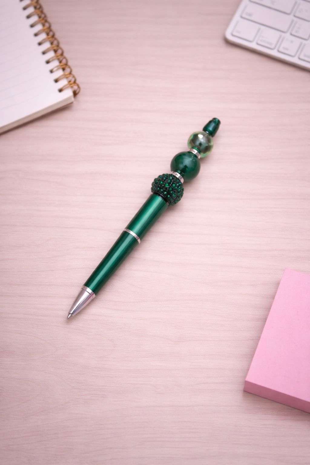 Dark Green “Trio Bead” Beaded Pen