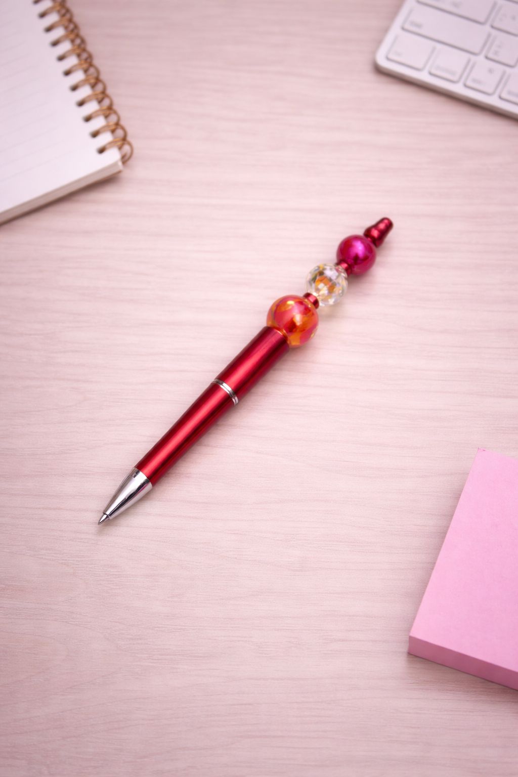 Red “Trio Bead” Beaded Pen