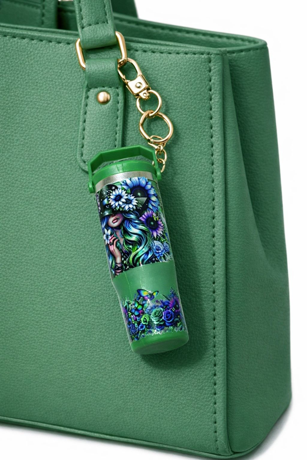 Mini Stanley Lip Balm Holder Keyring with Tattoo Girl Wrap