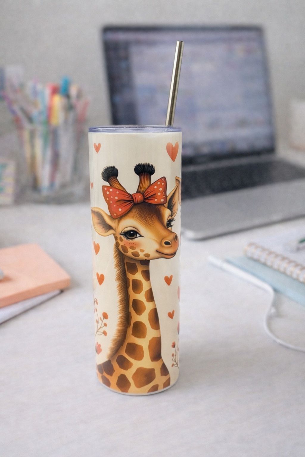20oz Sublimation Tumbler with Giraffe Wrap