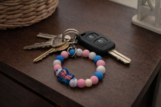 Beaded Key Wristlet with Stitch and Angel Focal