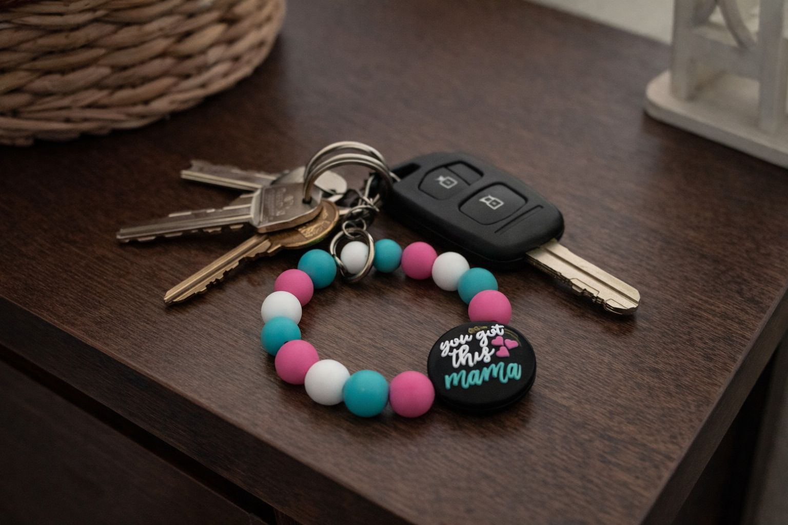 Beaded Key Wristlet with You Got this Mama Focal