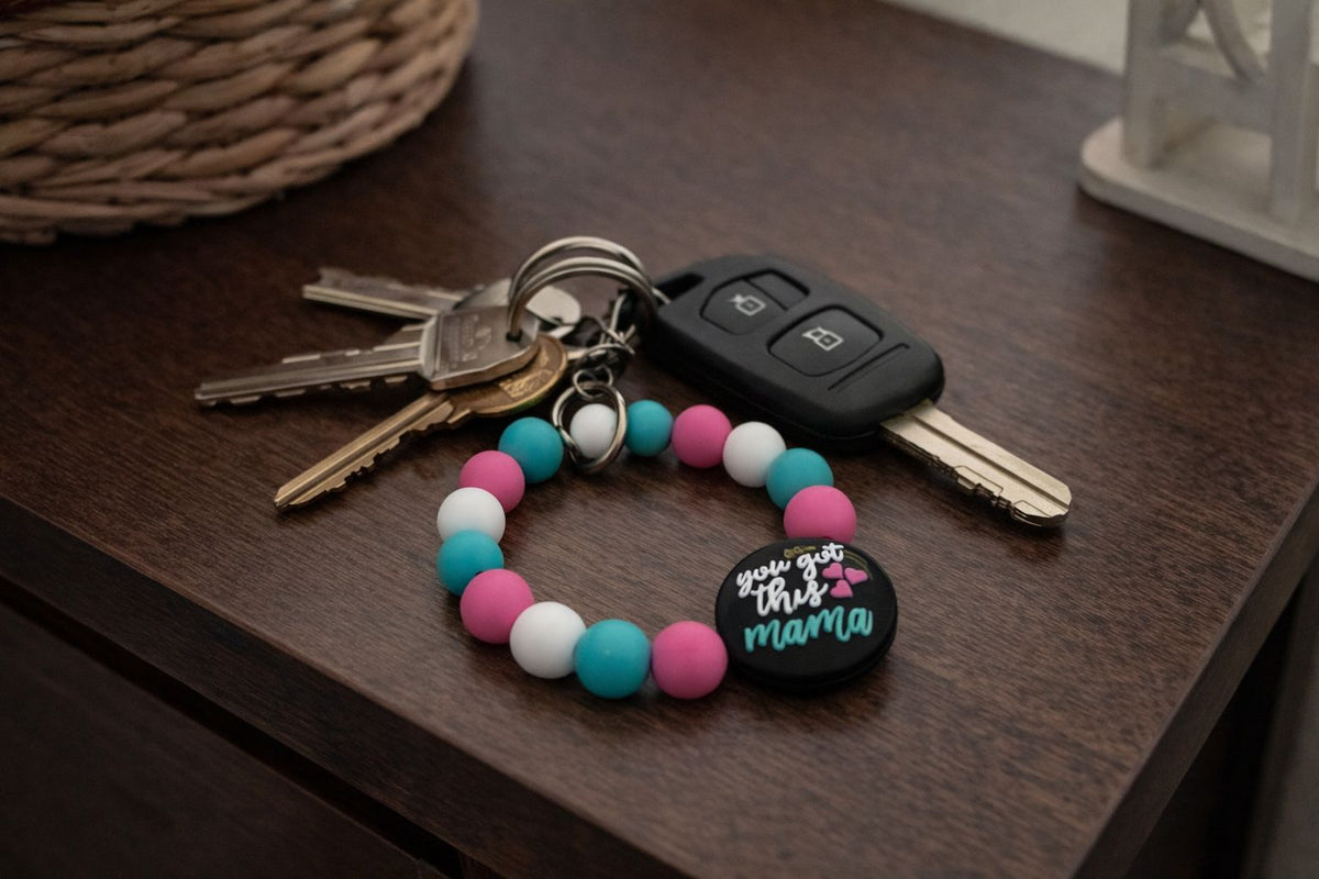 Beaded Key Wristlet with You Got this Mama Focal