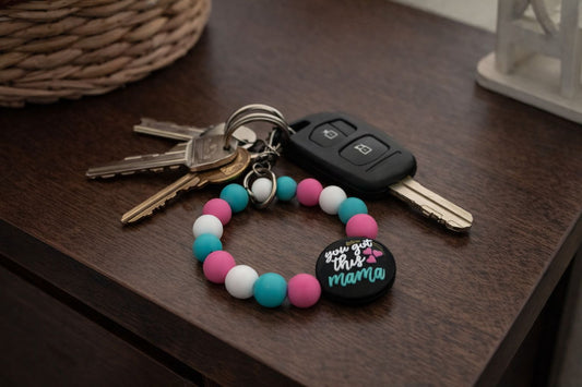 Beaded Key Wristlet with You Got this Mama Focal