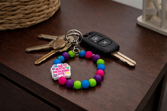 Beaded Key Wristlet with One Mental Breakdown Later Focal