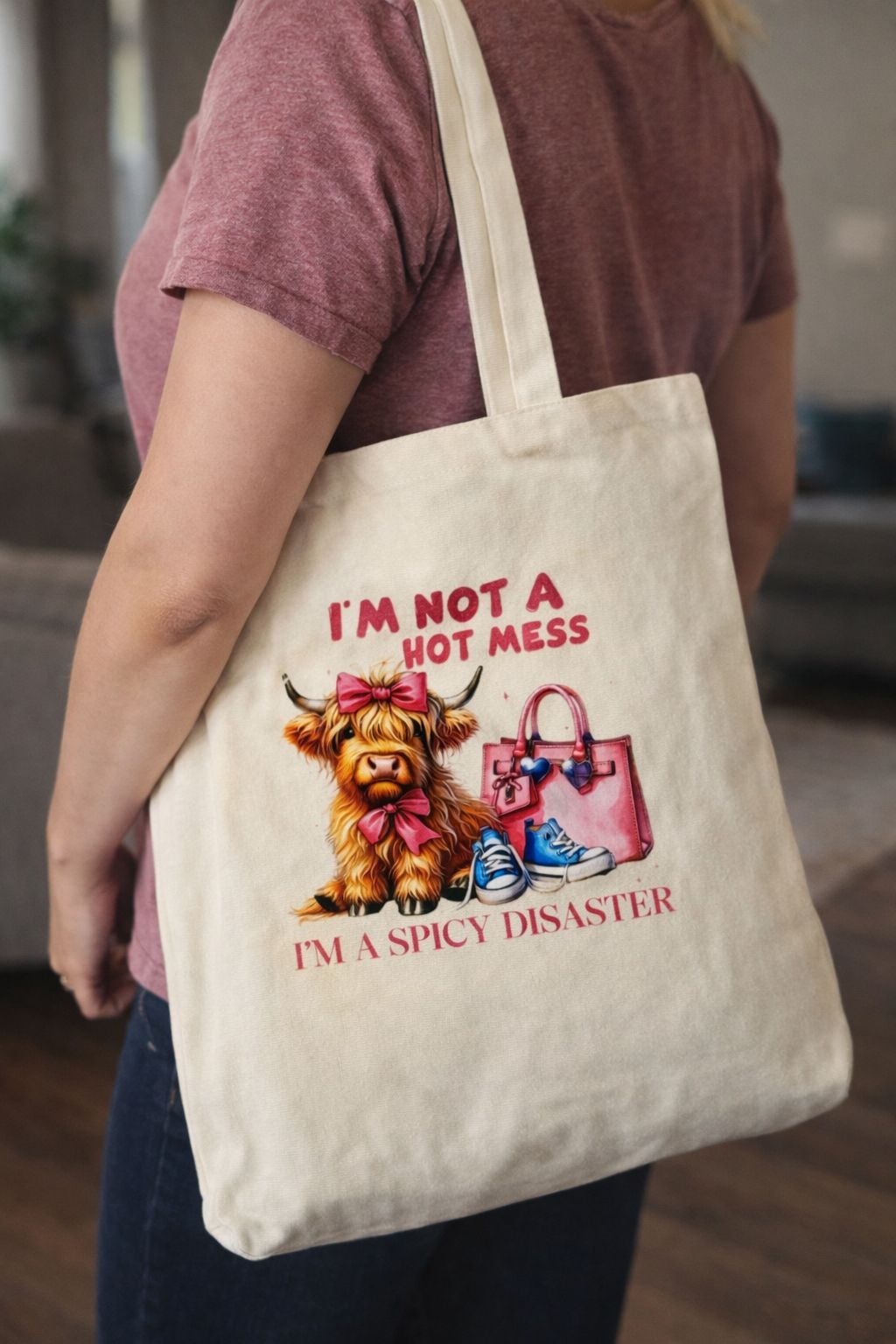 "I'm Not a Hot Mess, I'm A Spicy Disaster" Sublimation Tote Bag