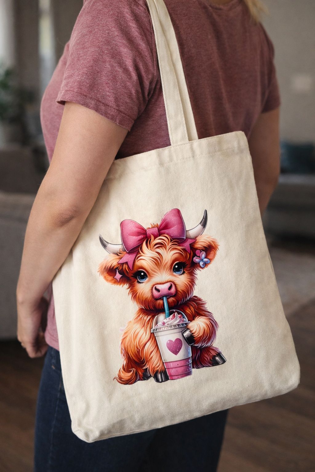 Highland Cow Sublimation Tote Bag
