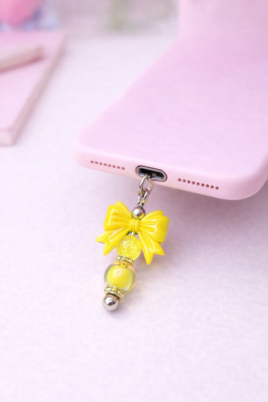 Dangly Phone Charm with Yellow Bow Focal