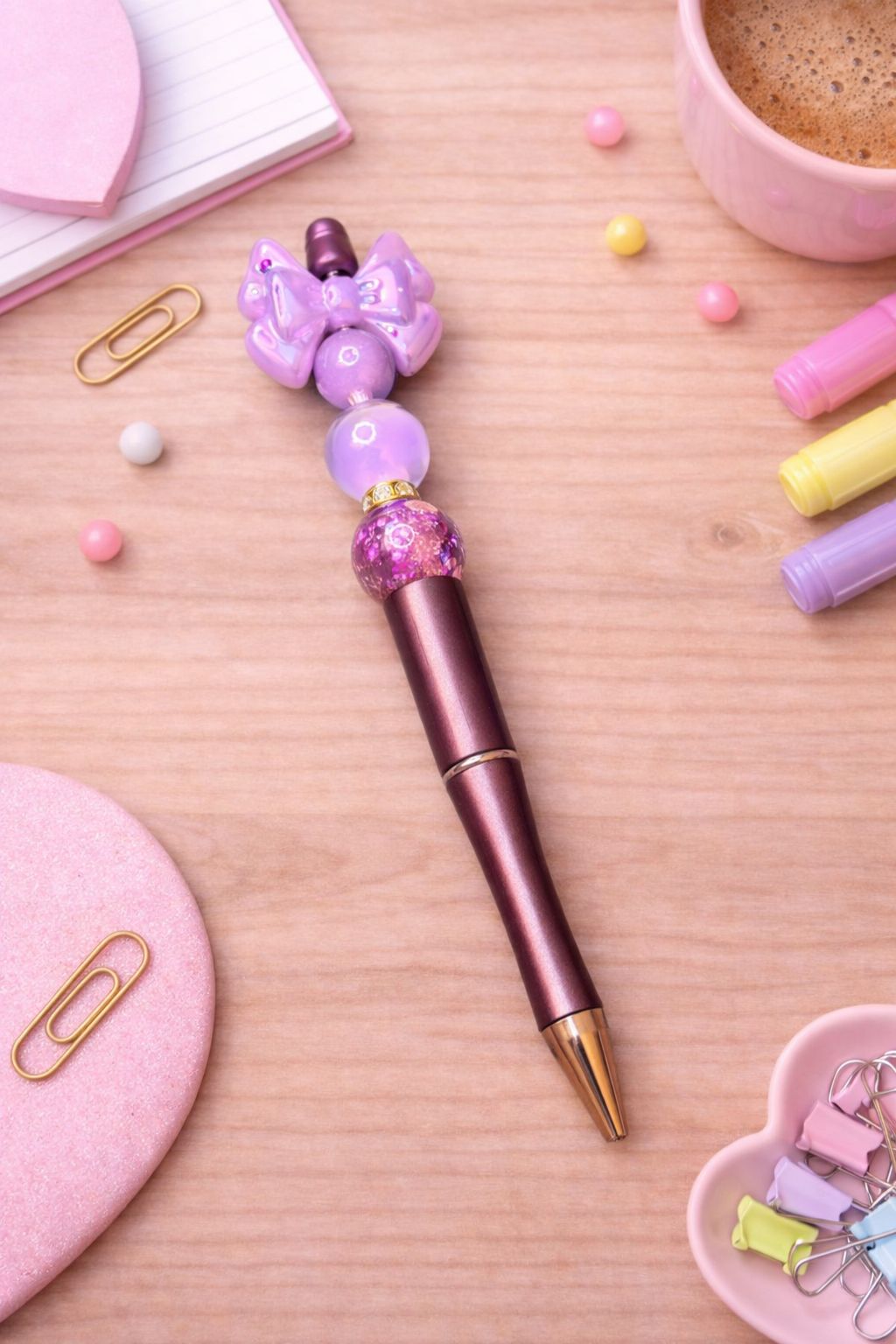 Burgundy "Purple Bow" Focal Pen