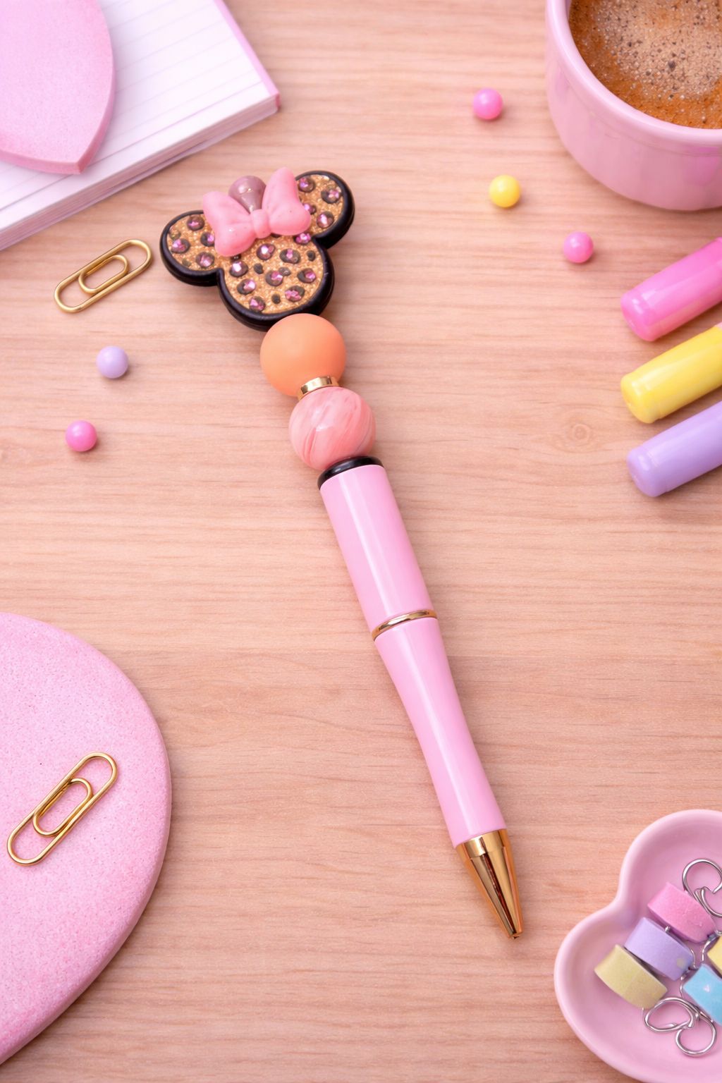 Baby Pink  "Leopard Print Minnie Head" Focal Pen