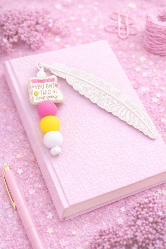 Personalised White "You Got This" Focal Silicone Feather Bookmark