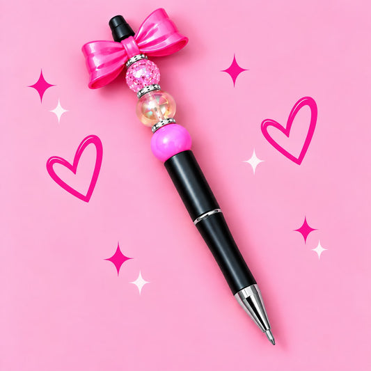 Black  "Pink Stand Bow" Focal Pen
