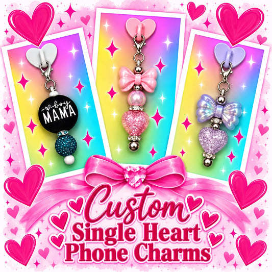 Custom Single Heart Phone Charms – Made to Order