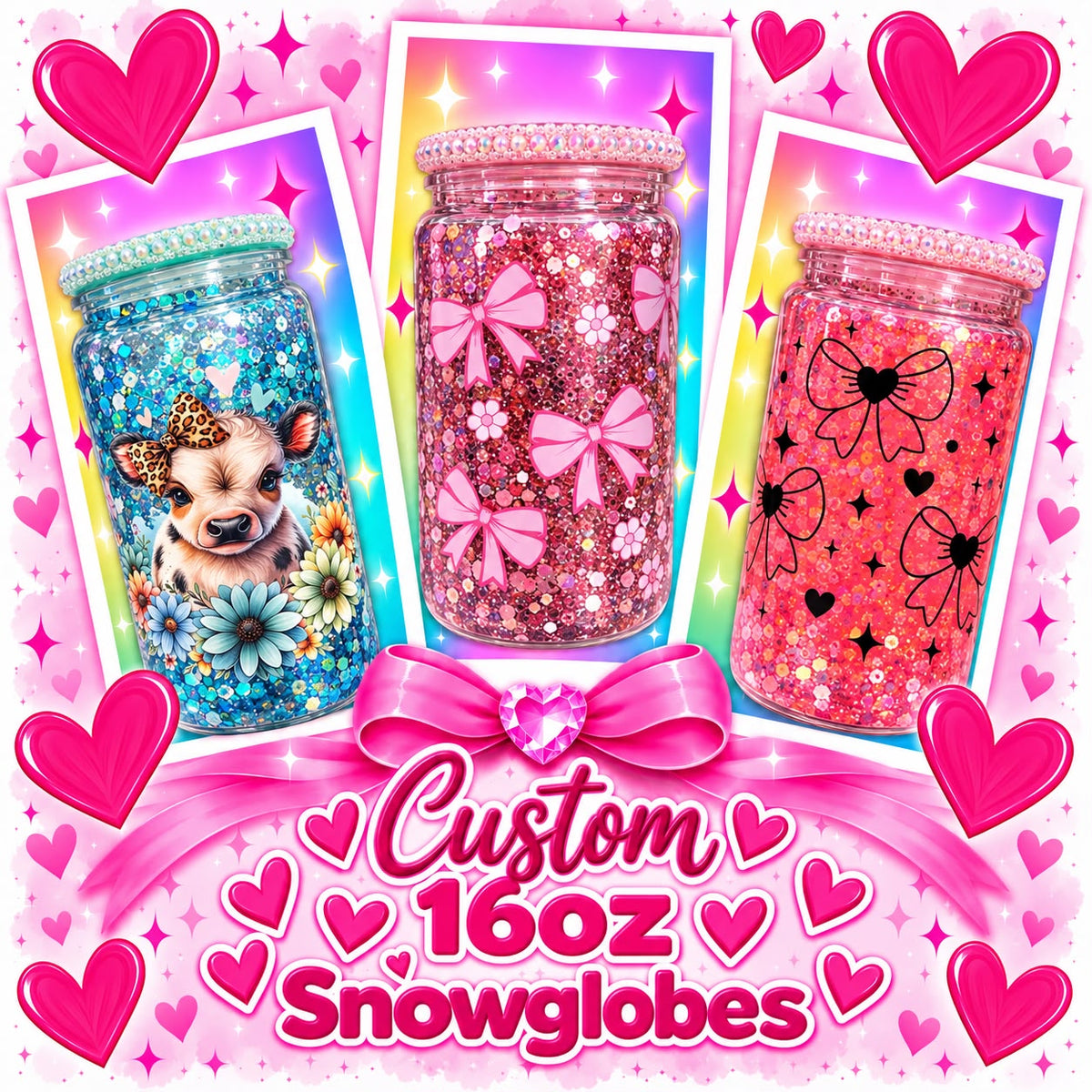 16oz Custom Snow Globe Cup – Made to Order