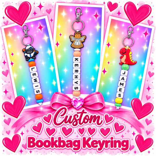 Custom Beaded Bookbag Keyring – Made to Order