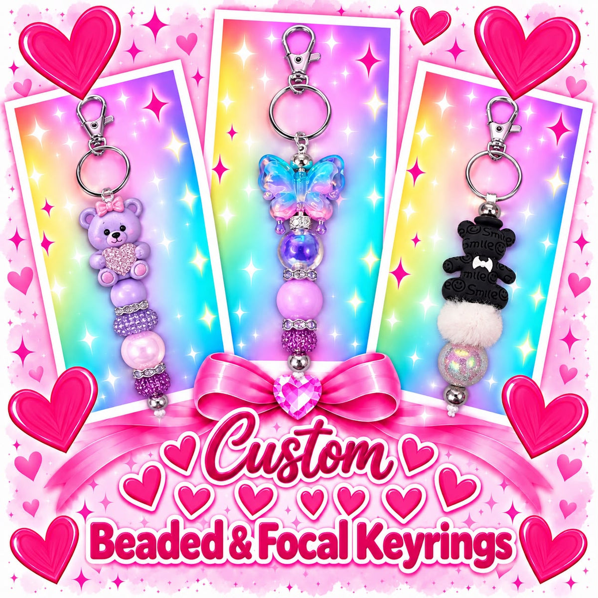 Custom Beaded & Focal Keyrings – Made to Order