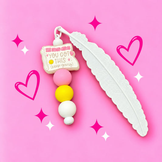 Personalised White "You Got This" Focal Silicone Feather Bookmark
