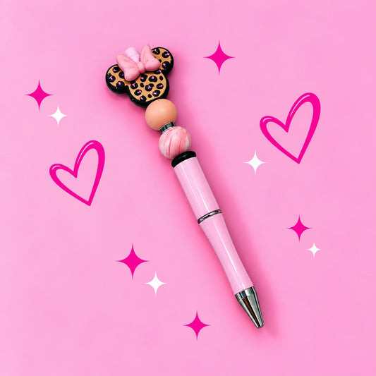 Baby Pink  "Leopard Print Minnie Head" Focal Pen