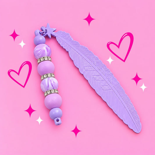 Personalised Purple Silicone Feather Bookmark