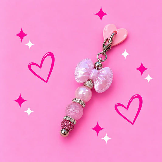 Single Heart Phone Charm with Purple Bow Focal