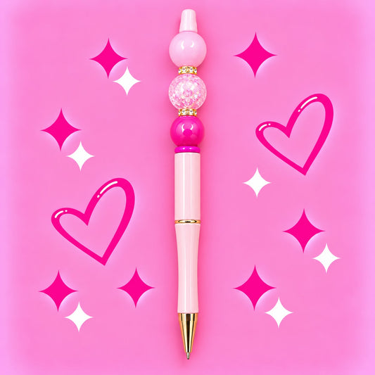 Baby Pink “Trio Bead” Beaded Pen