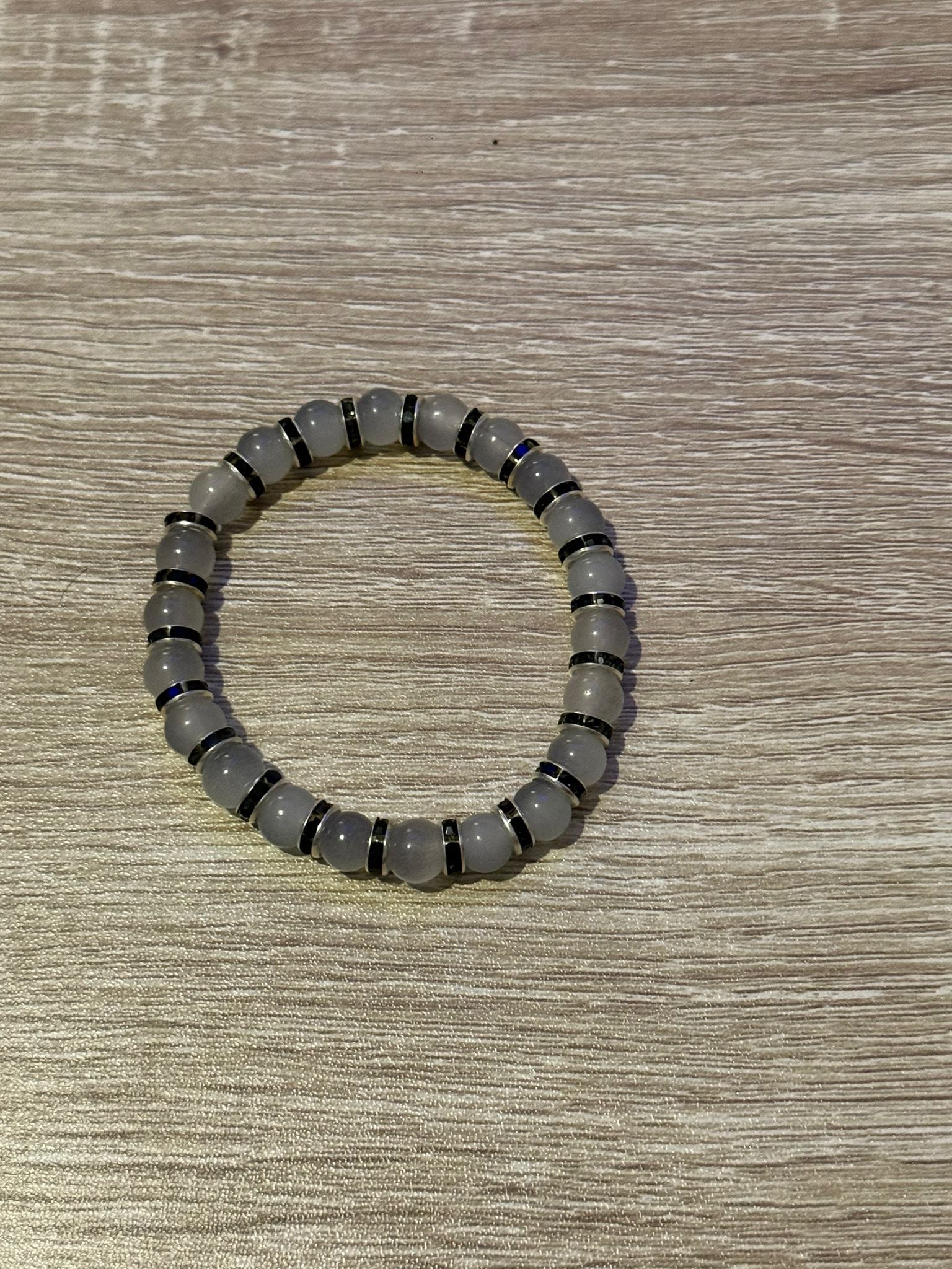 Clear with Gold Spacers Small Beaded Bracelet (Large - 17cm)